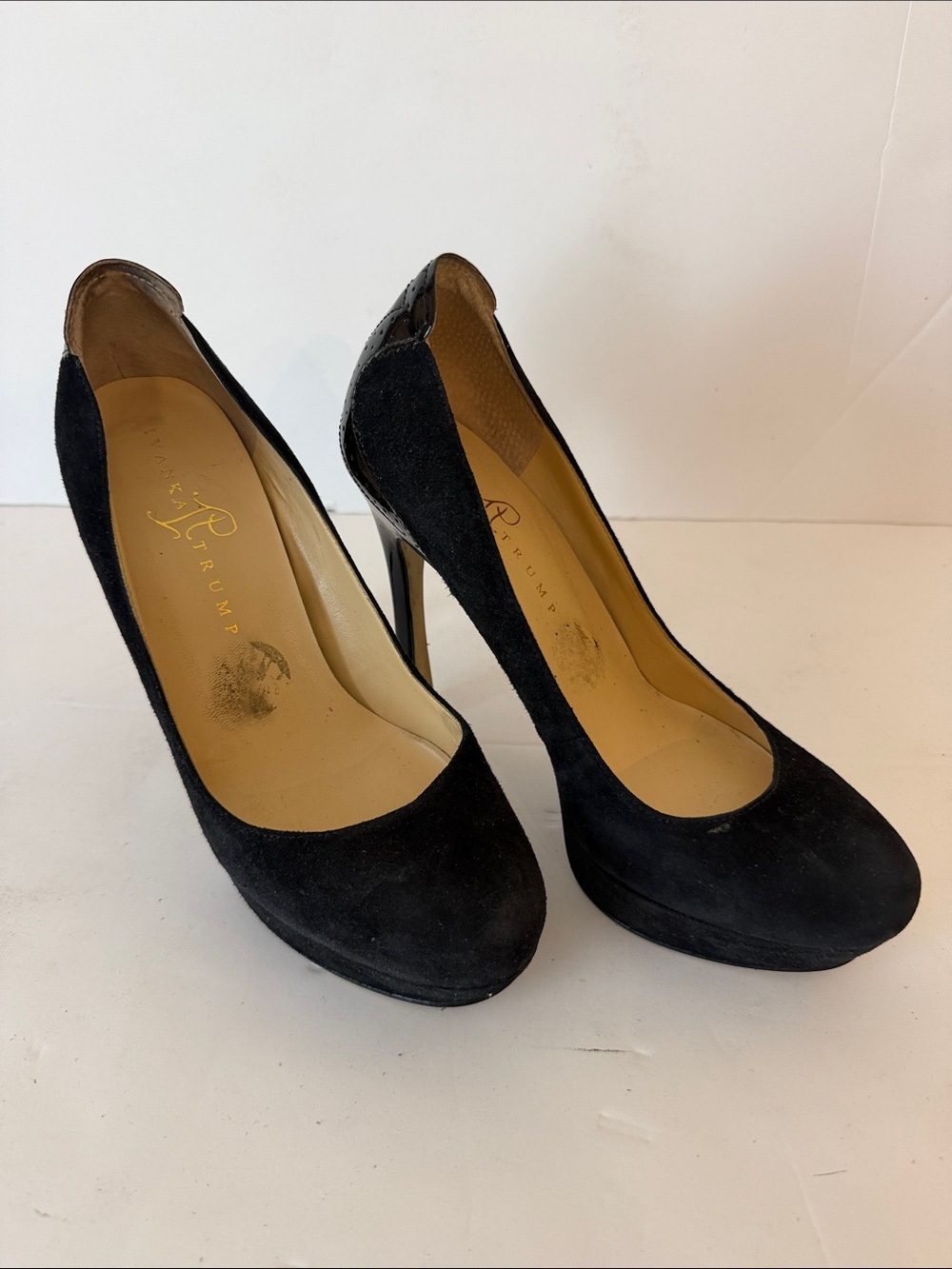 Ivanka Trump Black Suede Platform High Heel Pumps size 7